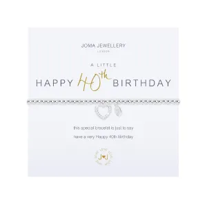 A Little 'Happy 40th Birthday' Bracelet | Silver Plated