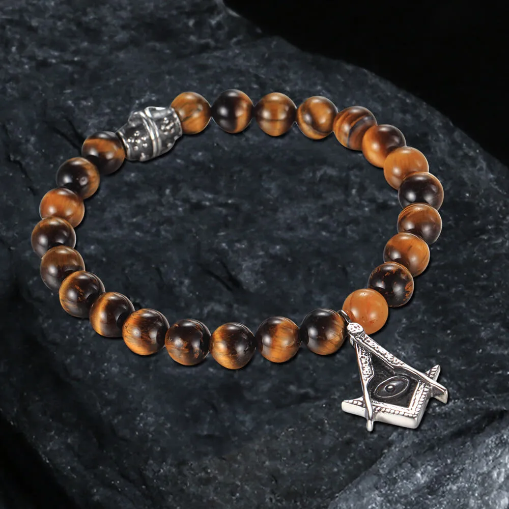 AG Tiger Eye Stone Stainless Steel Bracelet