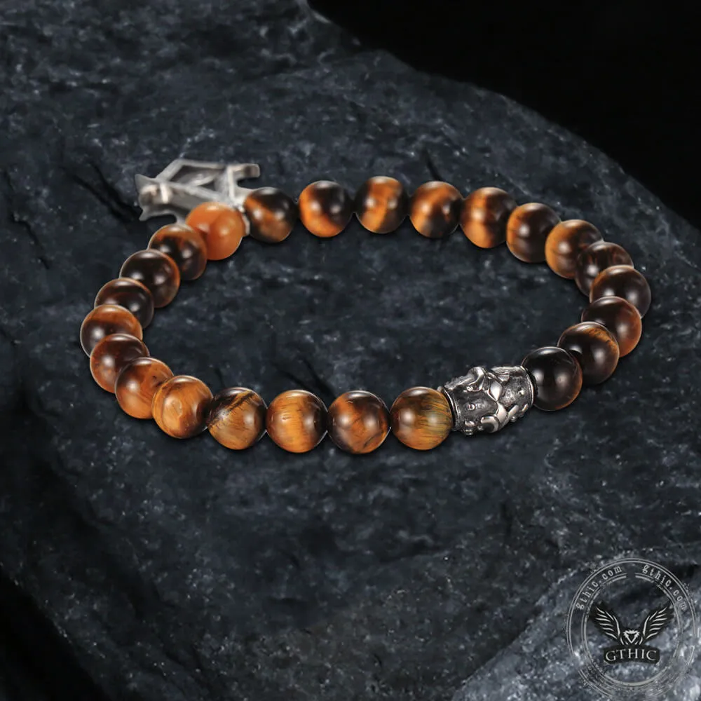 AG Tiger Eye Stone Stainless Steel Bracelet