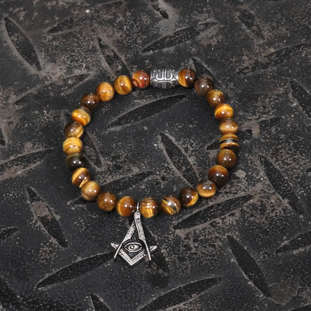 AG Tiger Eye Stone Stainless Steel Bracelet