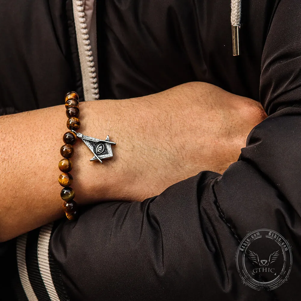 AG Tiger Eye Stone Stainless Steel Bracelet