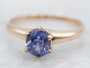 Antique Purple Sapphire Solitaire Engagement Ring