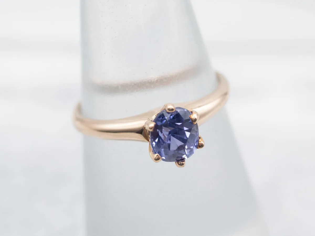 Antique Purple Sapphire Solitaire Engagement Ring