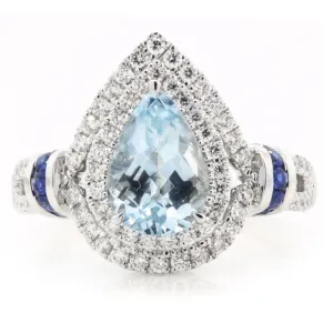 Aquamarine, Sapphire and Diamond Ring