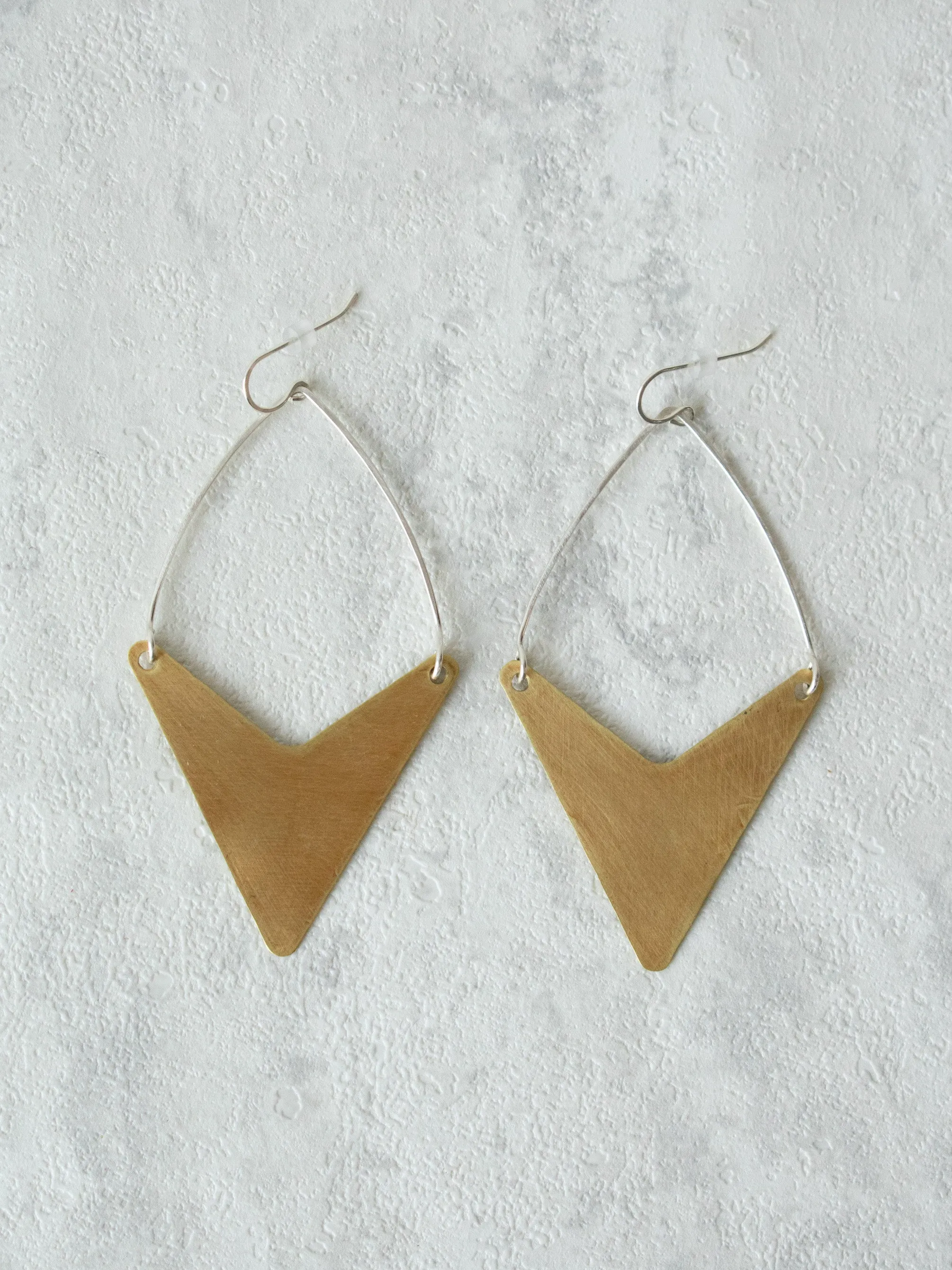 Arrow Dangle Earrings in Silver and Brass