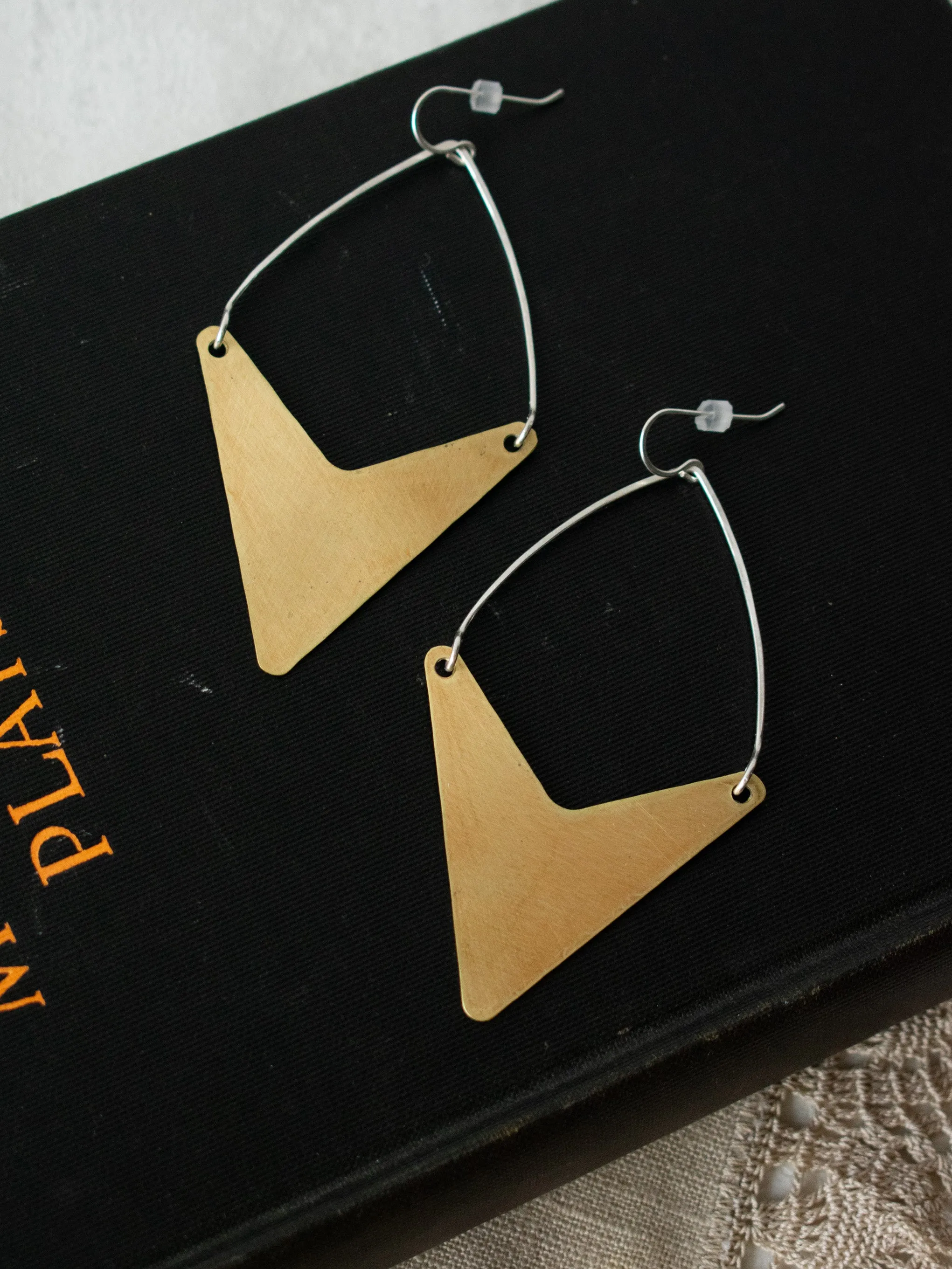 Arrow Dangle Earrings in Silver and Brass