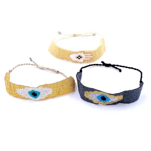 Ashley Gold Evil Eye/Hamsa Beaded Bracelet