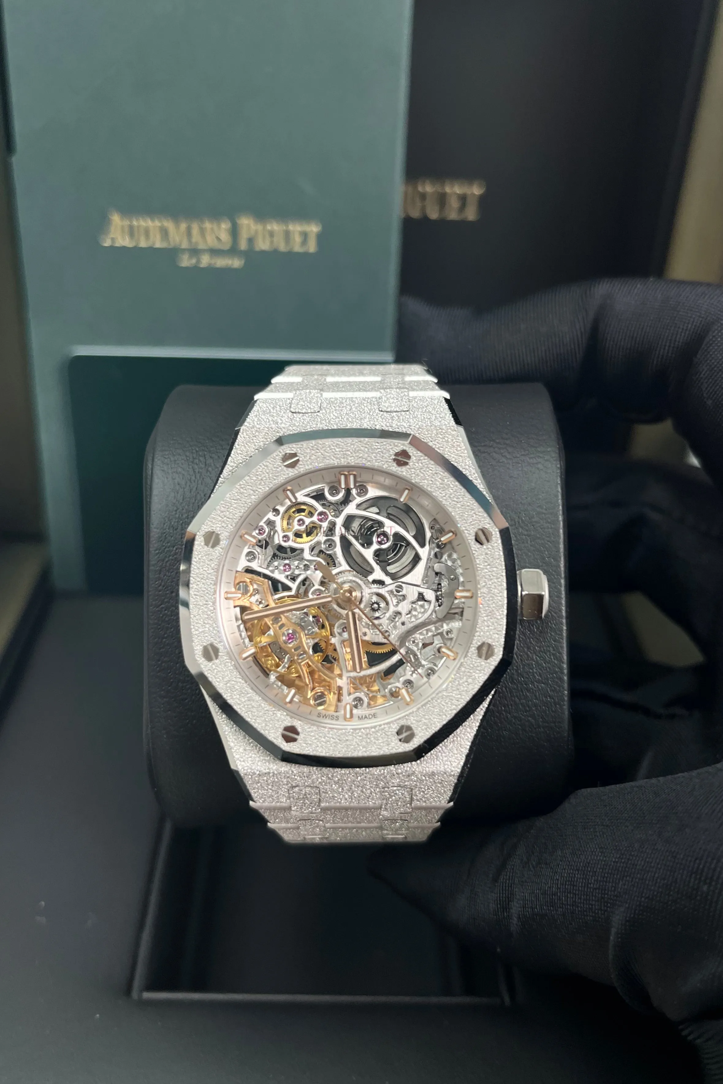 Audemars Piguet ROYAL OAK DOUBLE BALANCE WHEEL OPENWORKED Frosted Skeleton 37mm (Ref # 15466BC.GG.1259BC.01)