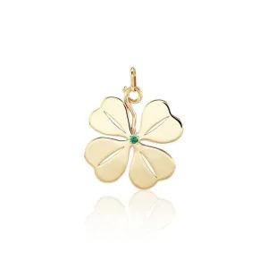 Aurelia Demark 18K Gold Emerald Four Leaf Clover Pendant