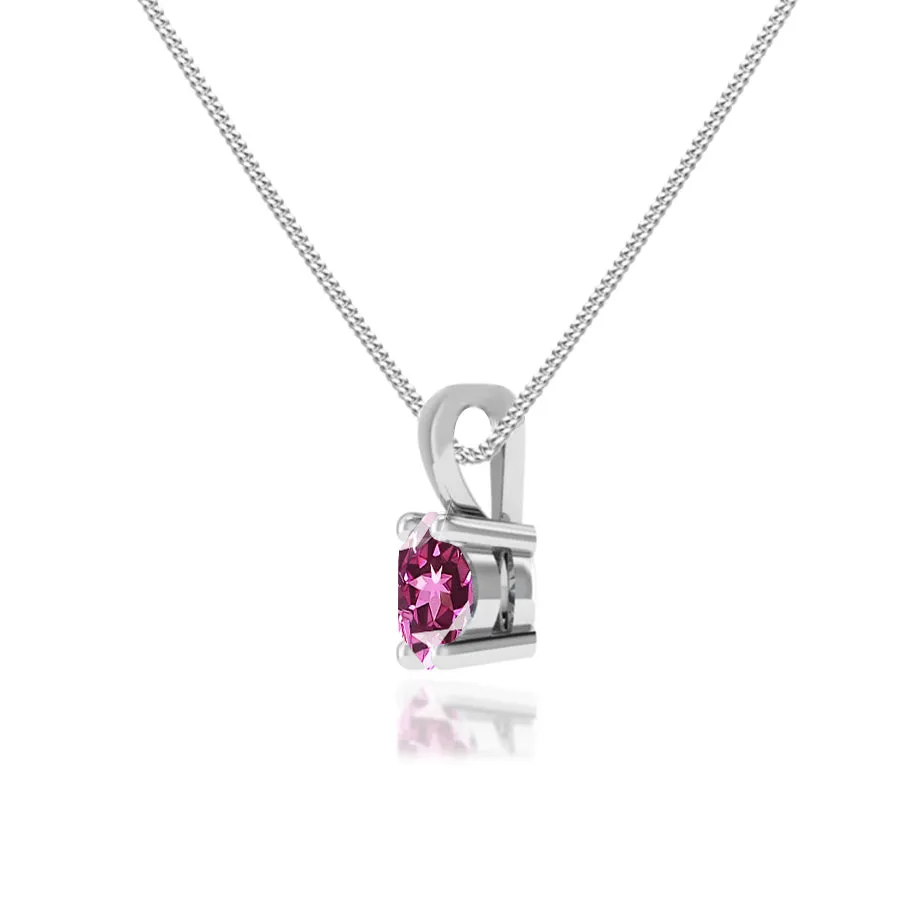 AURORA - Round Pink Sapphire 18k White Gold Solitaire Pendant