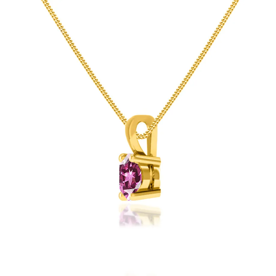 AURORA - Round Pink Sapphire 18k Yellow Gold Solitaire Pendant