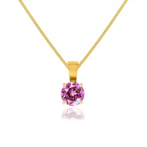 AURORA - Round Pink Sapphire 18k Yellow Gold Solitaire Pendant