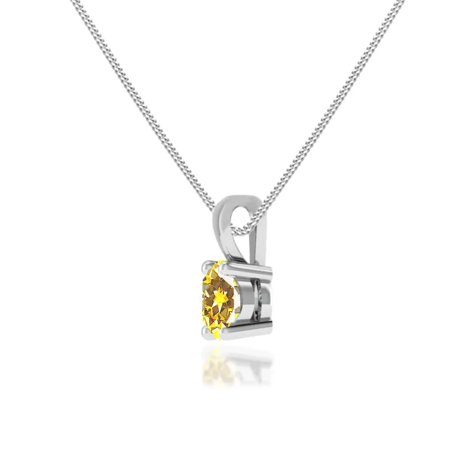 AURORA - Round Yellow Sapphire 18k White Gold Solitaire Pendant