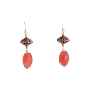 Barse Copper Bali Bead and Cherry Quartz Earring