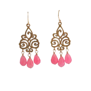 Barse Gypsy Swirl Earring- Pink Quartz