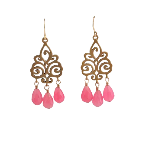 Barse Gypsy Swirl Earring- Pink Quartz