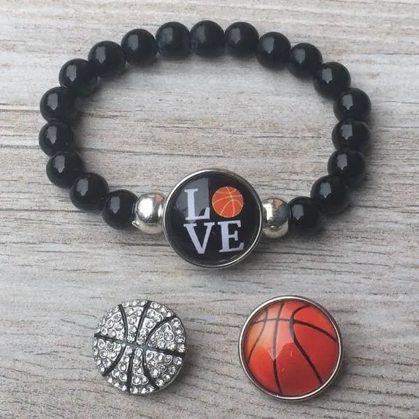 Basketball Interchangeable Snap Charm Bracelet