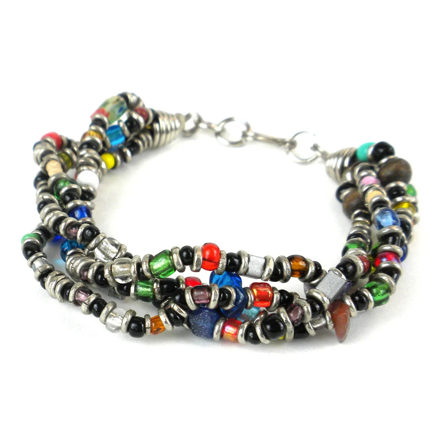 Beaded Multicolored 4 Strand Bracelet Zakali Creations