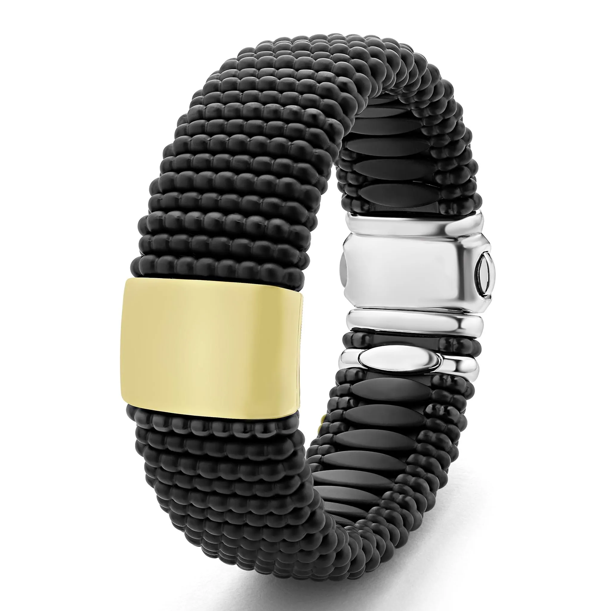 Black Caviar Matte Ceramic Caviar Statement Bracelet | 23mm