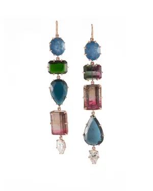 Blue Quartz and Tourmaline Earrings