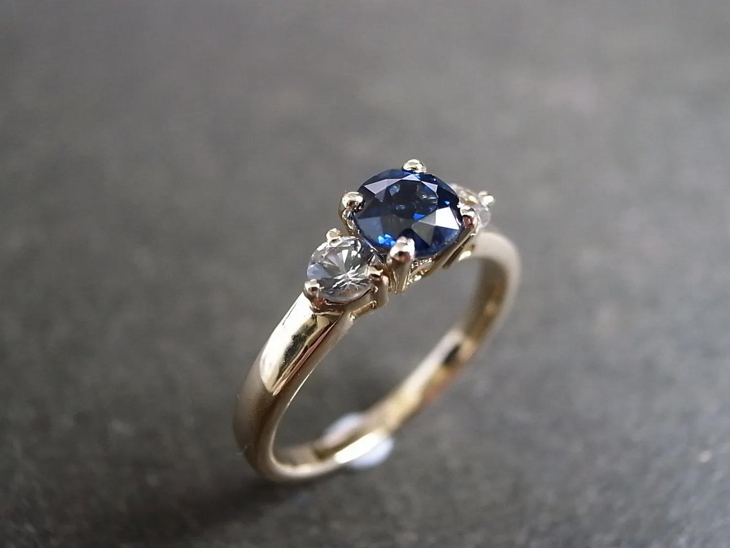 Blue Sapphire and White Sapphire Ring in White Gold