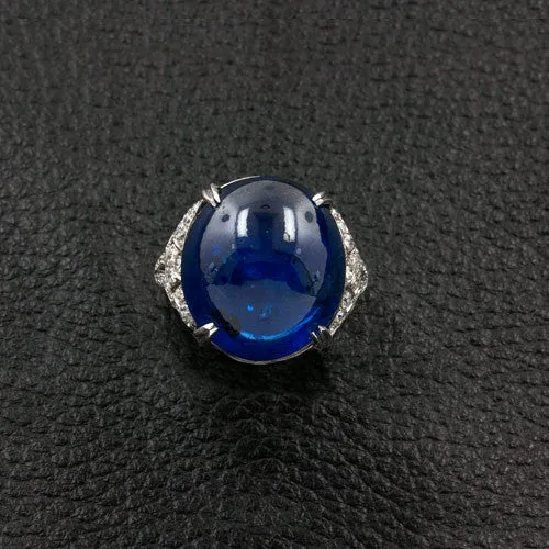 Cabochon Sapphire & Diamond Estate Ring