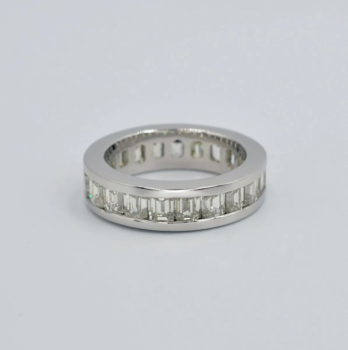 Certified 4.00CT Emerald Cut Diamond Eternity Ring in Platinum