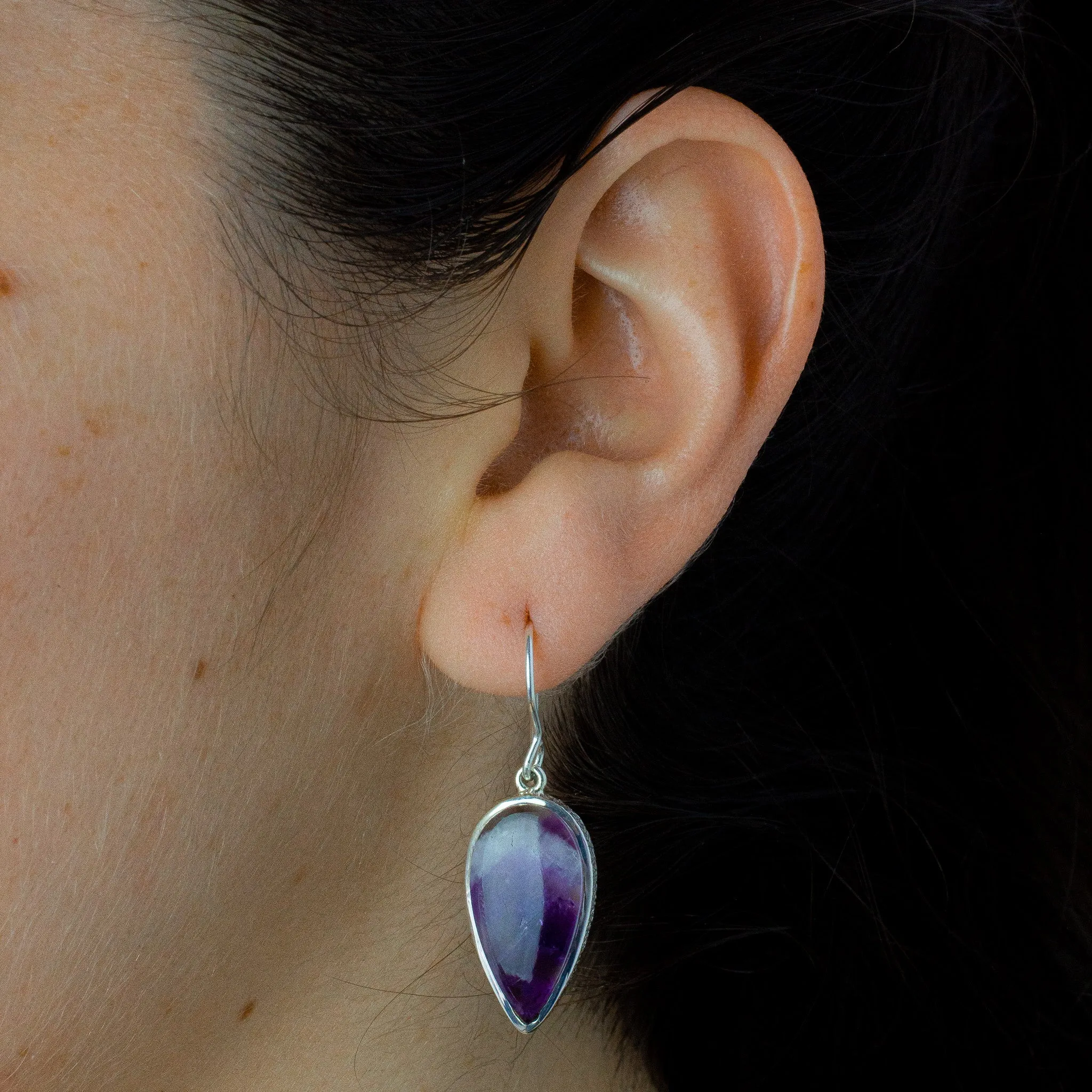 Chevron Amethyst Drop Earrings