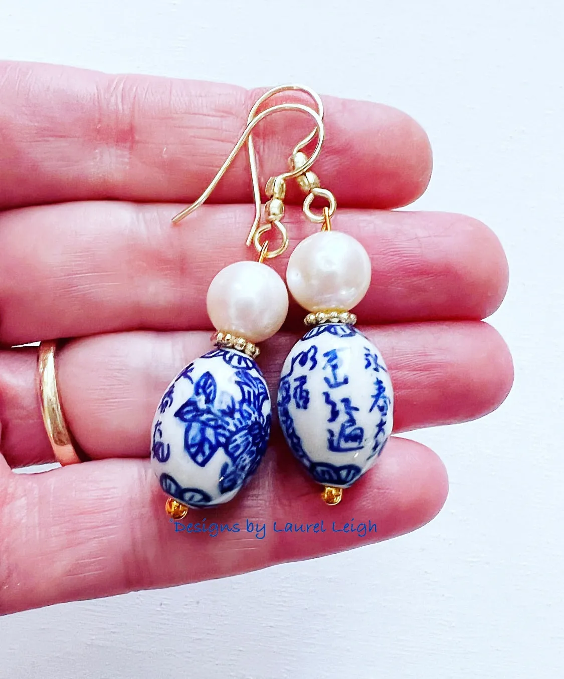 Chinoiserie Freshwater Pearl Drop Earrings