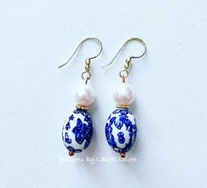 Chinoiserie Freshwater Pearl Drop Earrings