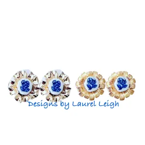 Chinoiserie Petite Fleur Gold Studs