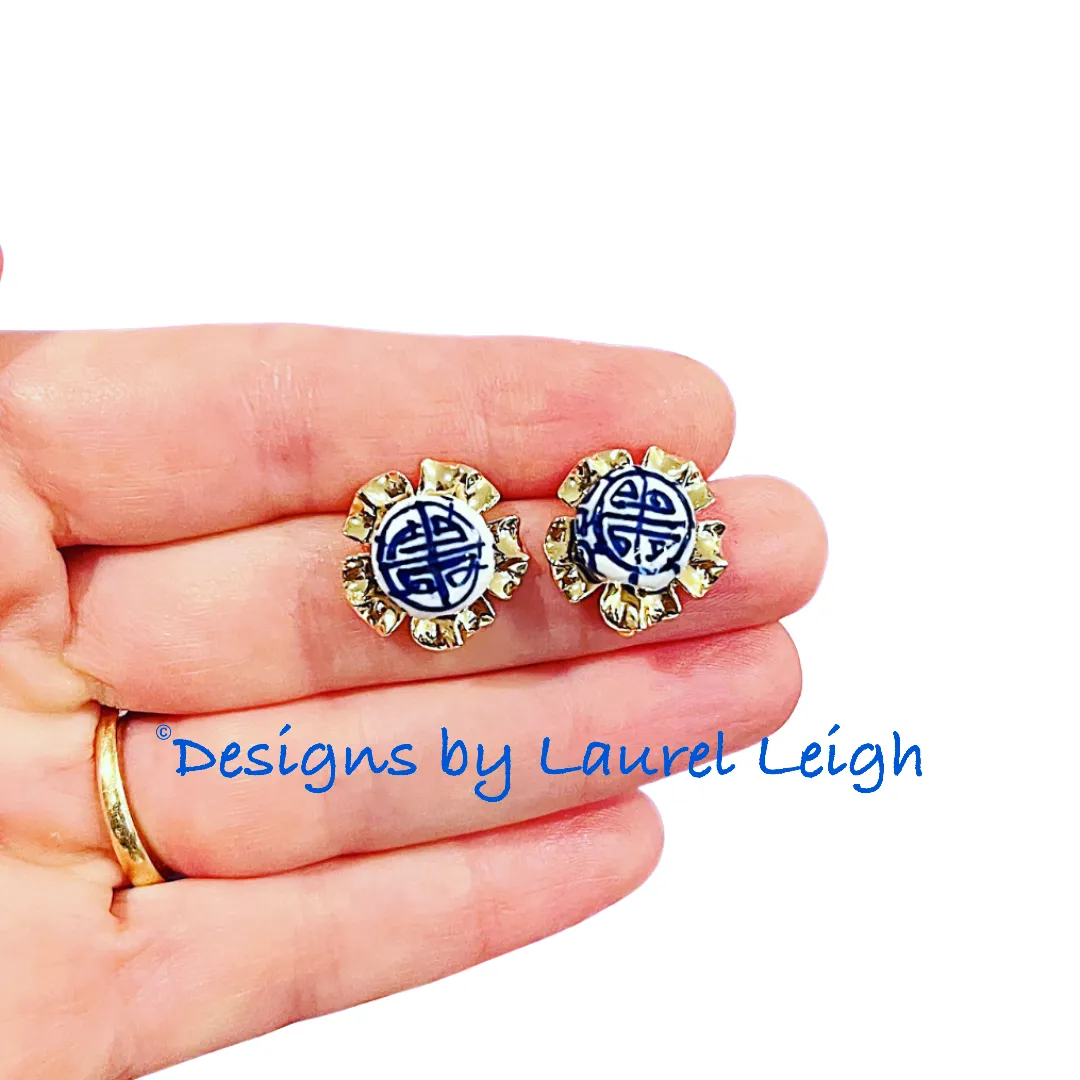 Chinoiserie Petite Fleur Gold Studs