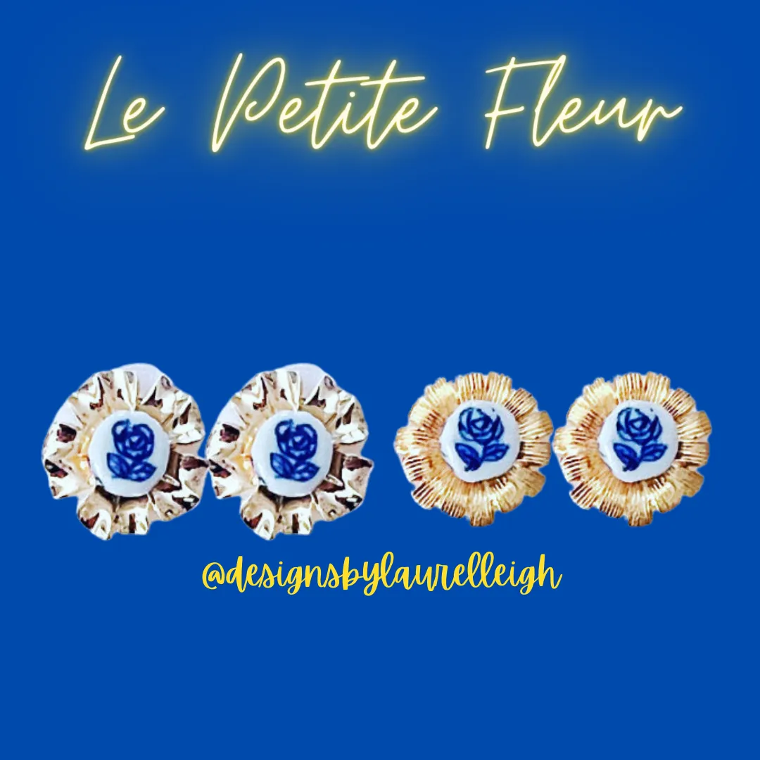 Chinoiserie Petite Fleur Gold Studs