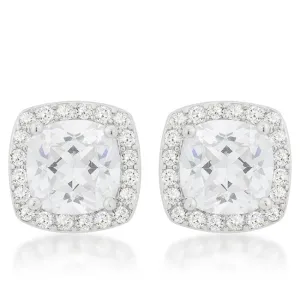 Clarissa Cushion Halo Stud Earrings