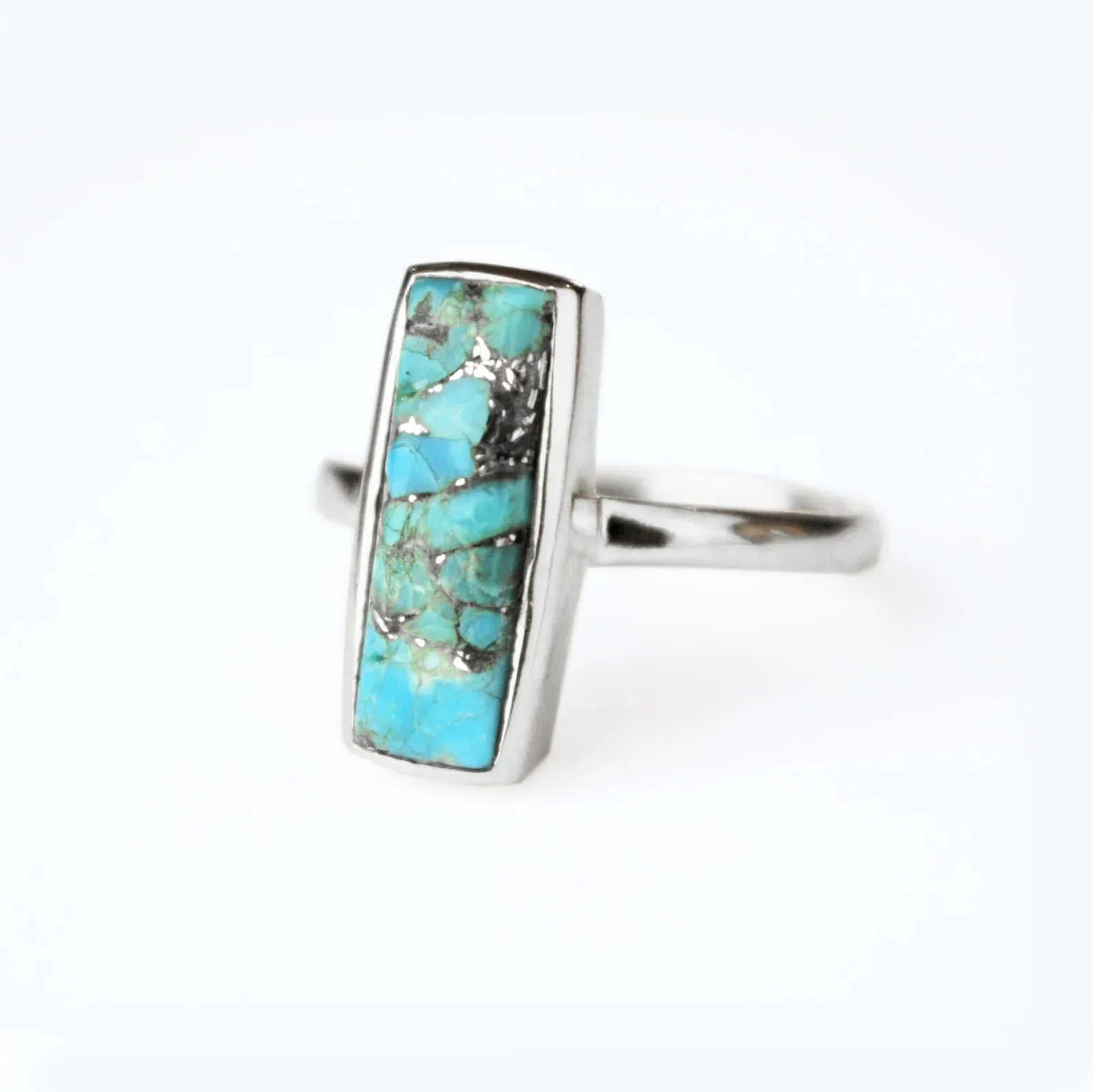 Copper Turquoise Bar Ring : December Birthstone