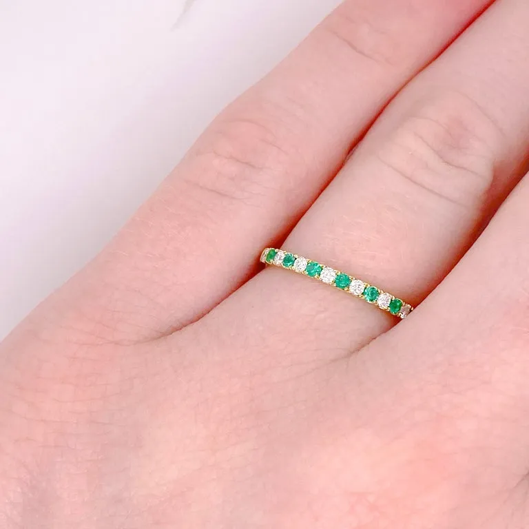 Diamond and Emerald Stackable Band