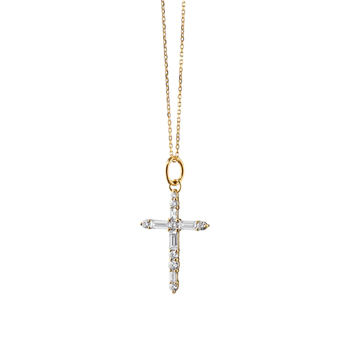 Diamond Cross Charm on Gold Chain