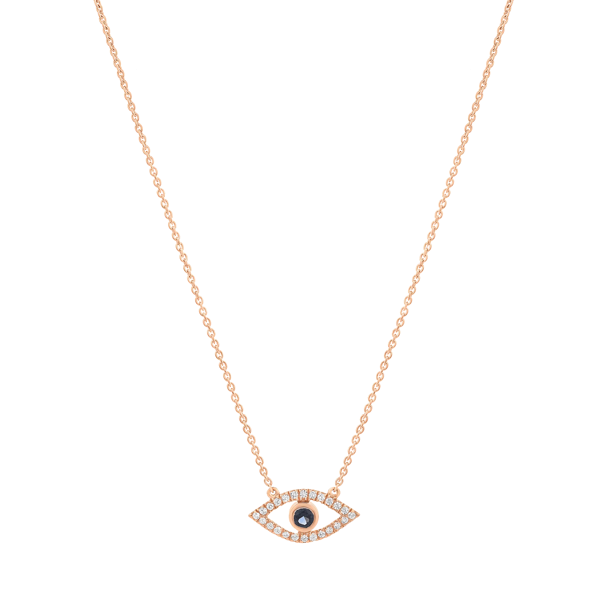 Diamond Evil Eye Necklace - 14K White Gold