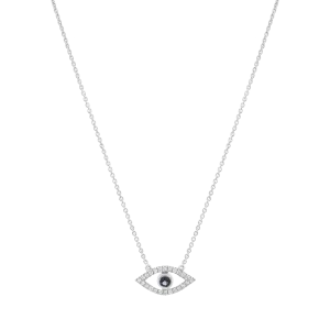 Diamond Evil Eye Necklace - 14K White Gold