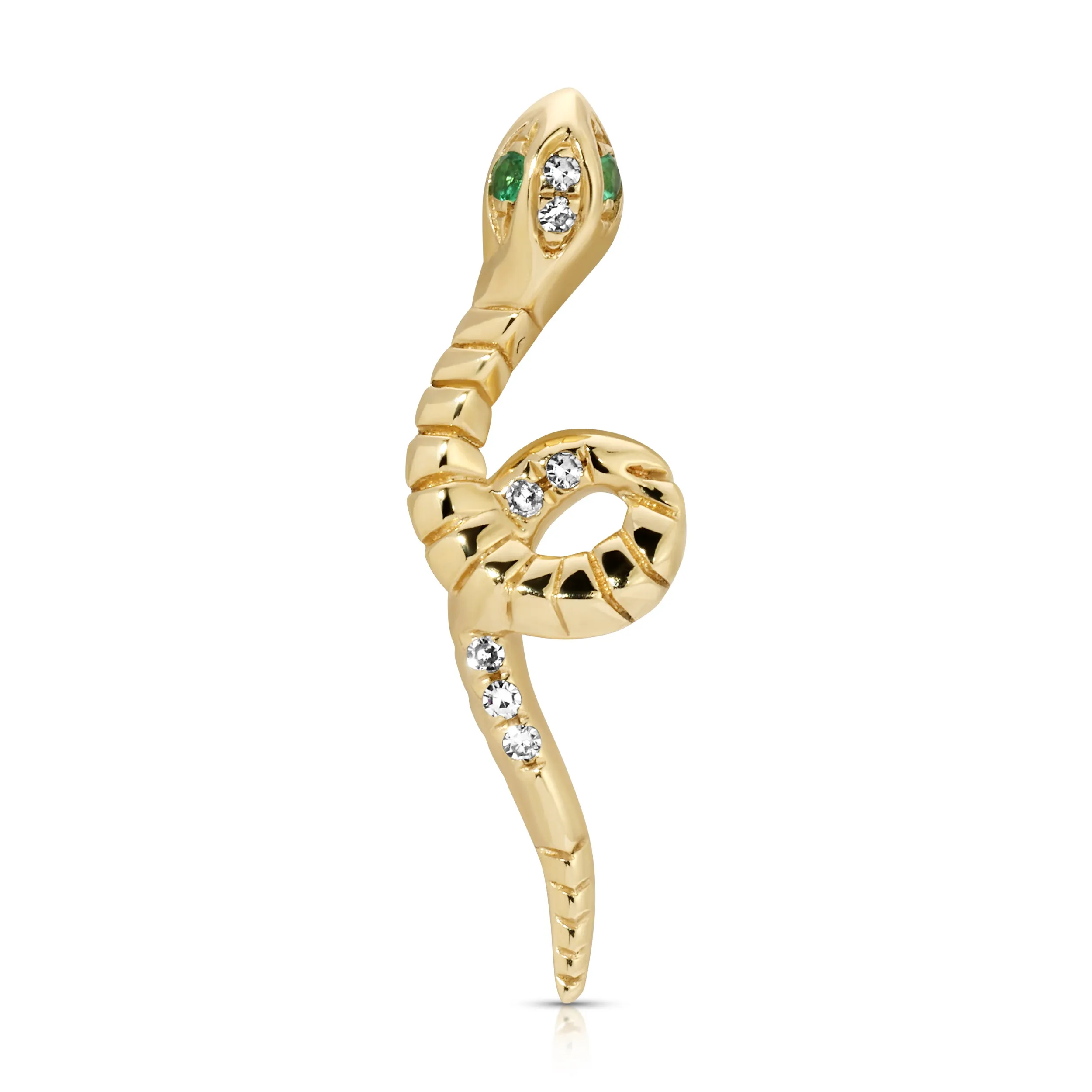 Diamond Snake Climber Stud with Emerald