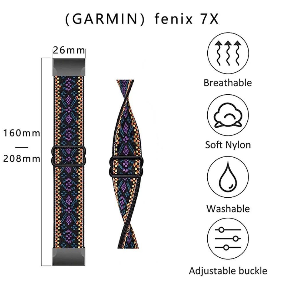 Elastic nylon cool pattern watch strap for Garmin watch - Black