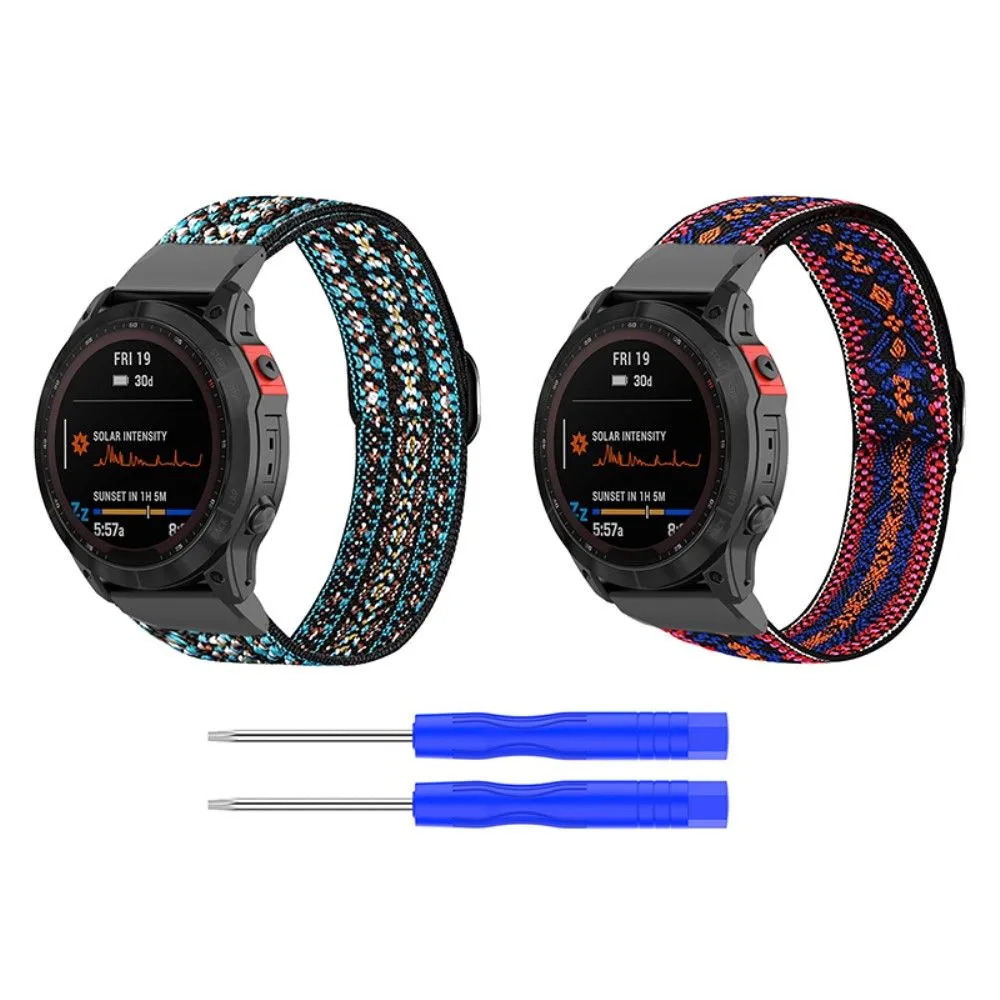 Elastic nylon cool pattern watch strap for Garmin watch - Black