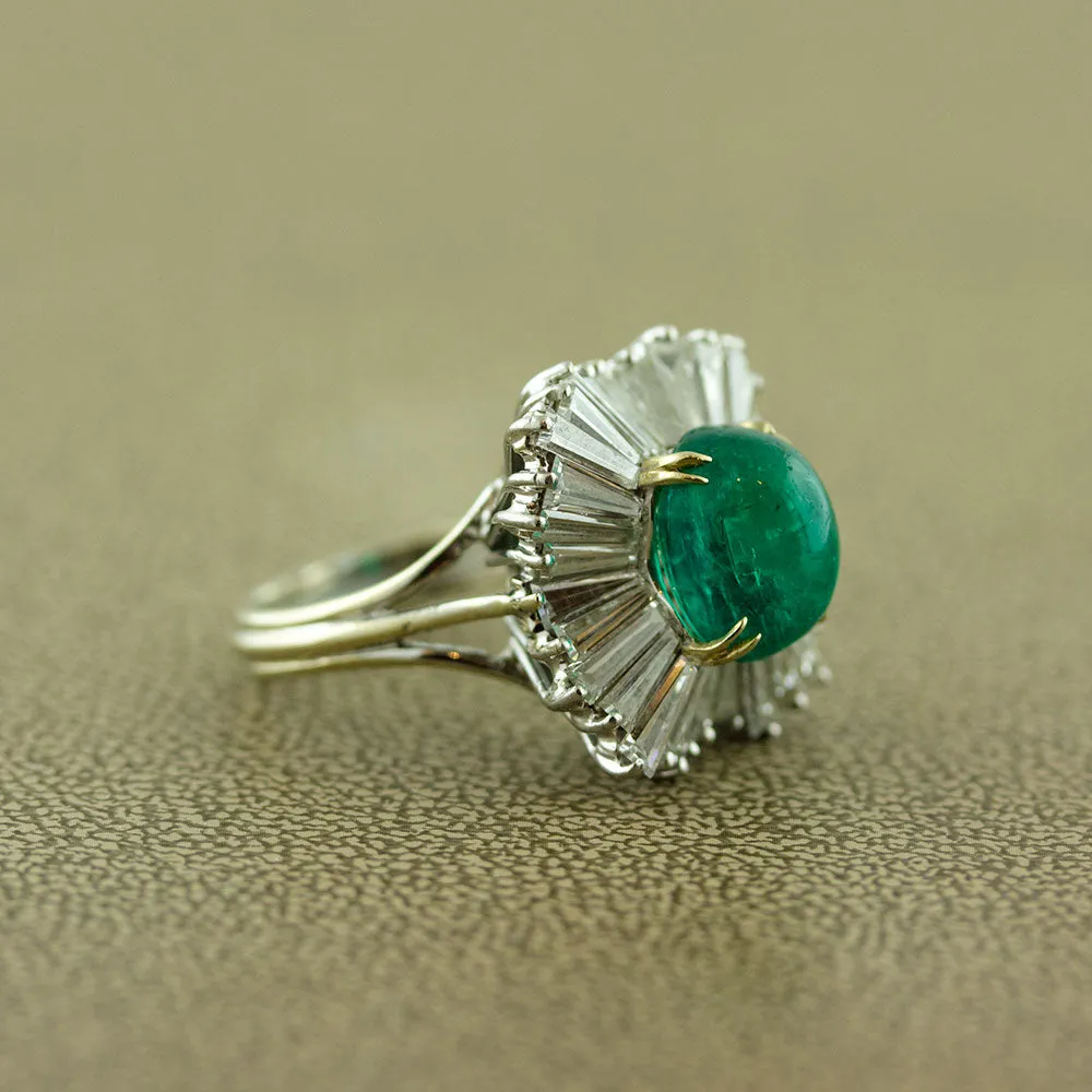 Emerald Cabochon Diamond Gold Ballerina Ring