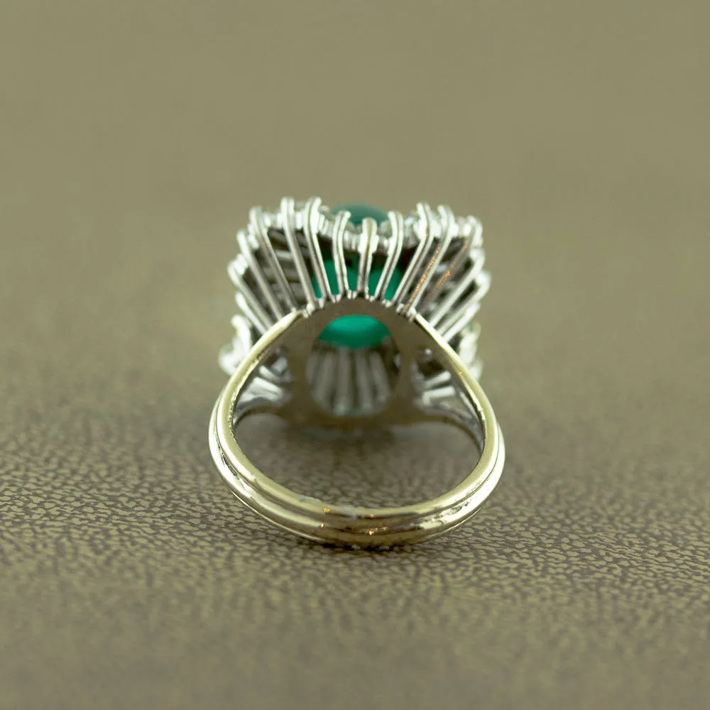 Emerald Cabochon Diamond Gold Ballerina Ring