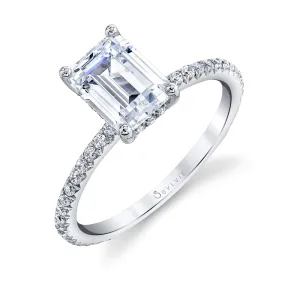 Emerald Cut Classic Engagement Ring - Maryam Platinum White