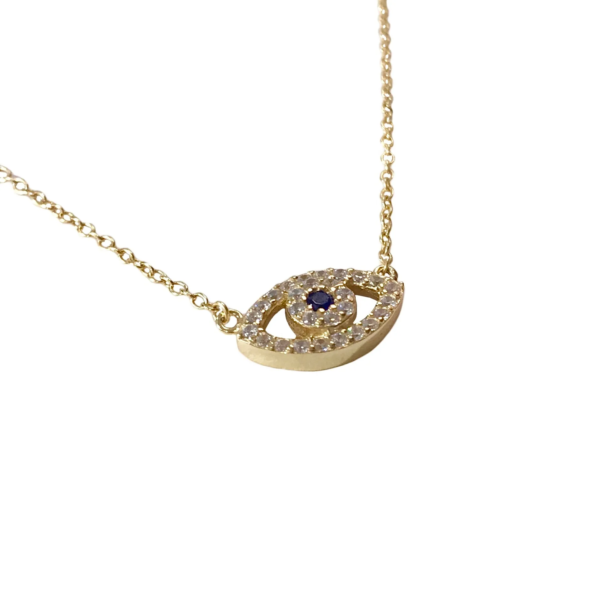 Evil Eye Sapphire Puff Necklace