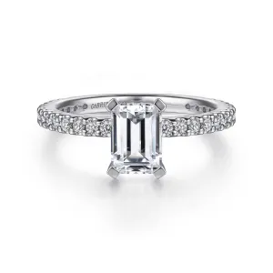 Gabriel & Co Logan - 14K White Gold Emerald Cut Diamond Engagement Ring