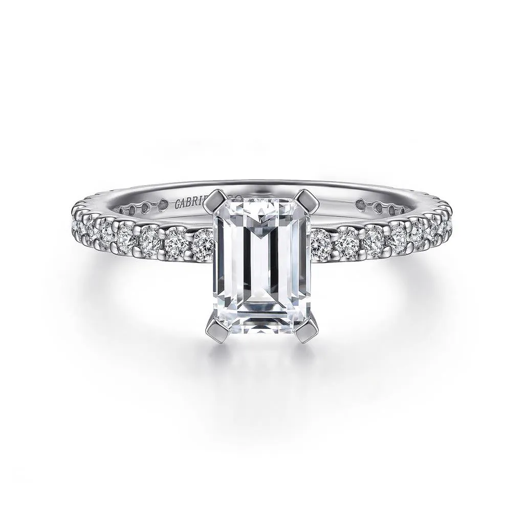 Gabriel & Co Logan - 14K White Gold Emerald Cut Diamond Engagement Ring