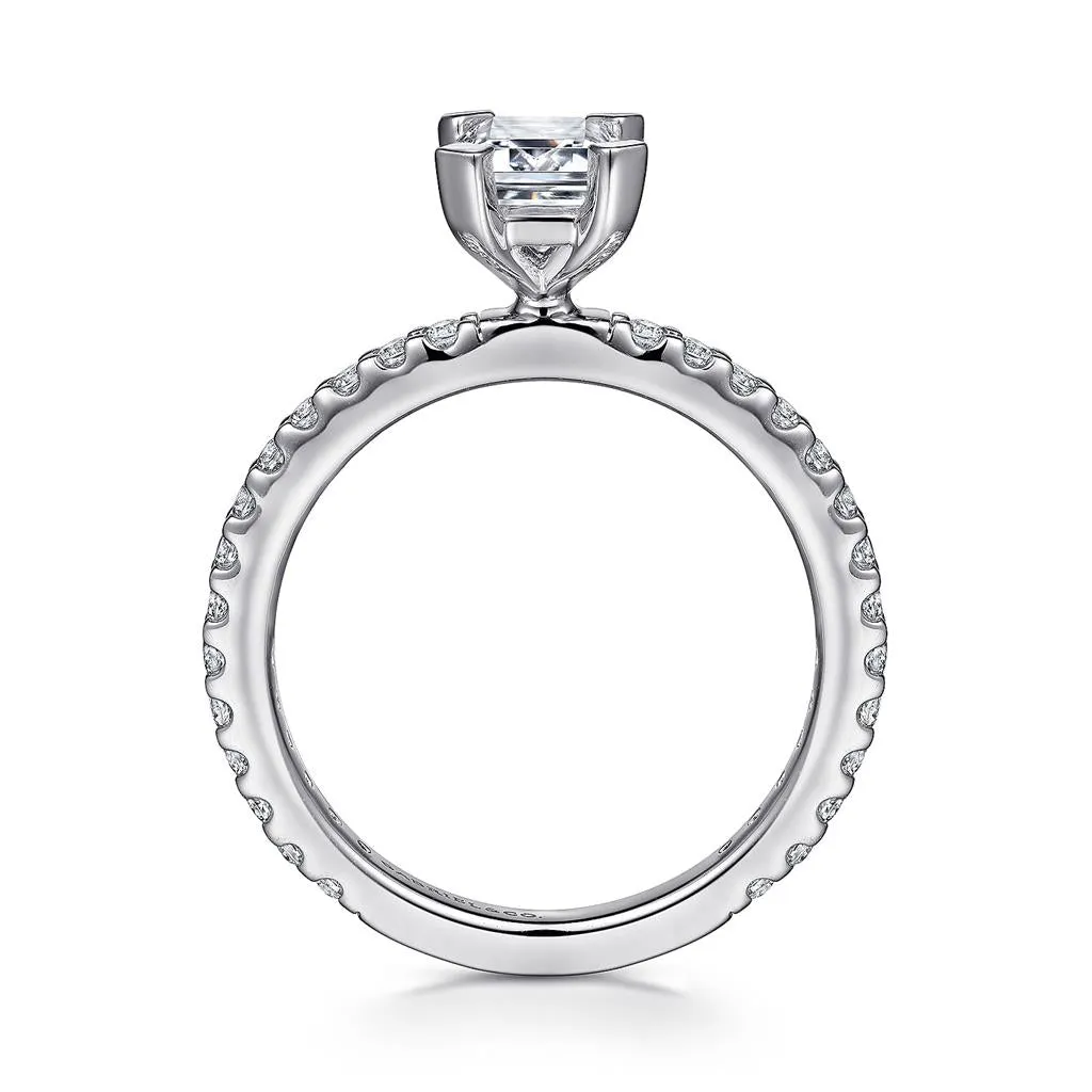 Gabriel & Co Logan - 14K White Gold Emerald Cut Diamond Engagement Ring