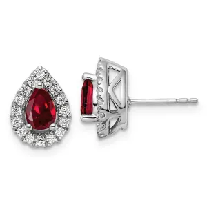 Garnet Diamond Halo Earrings